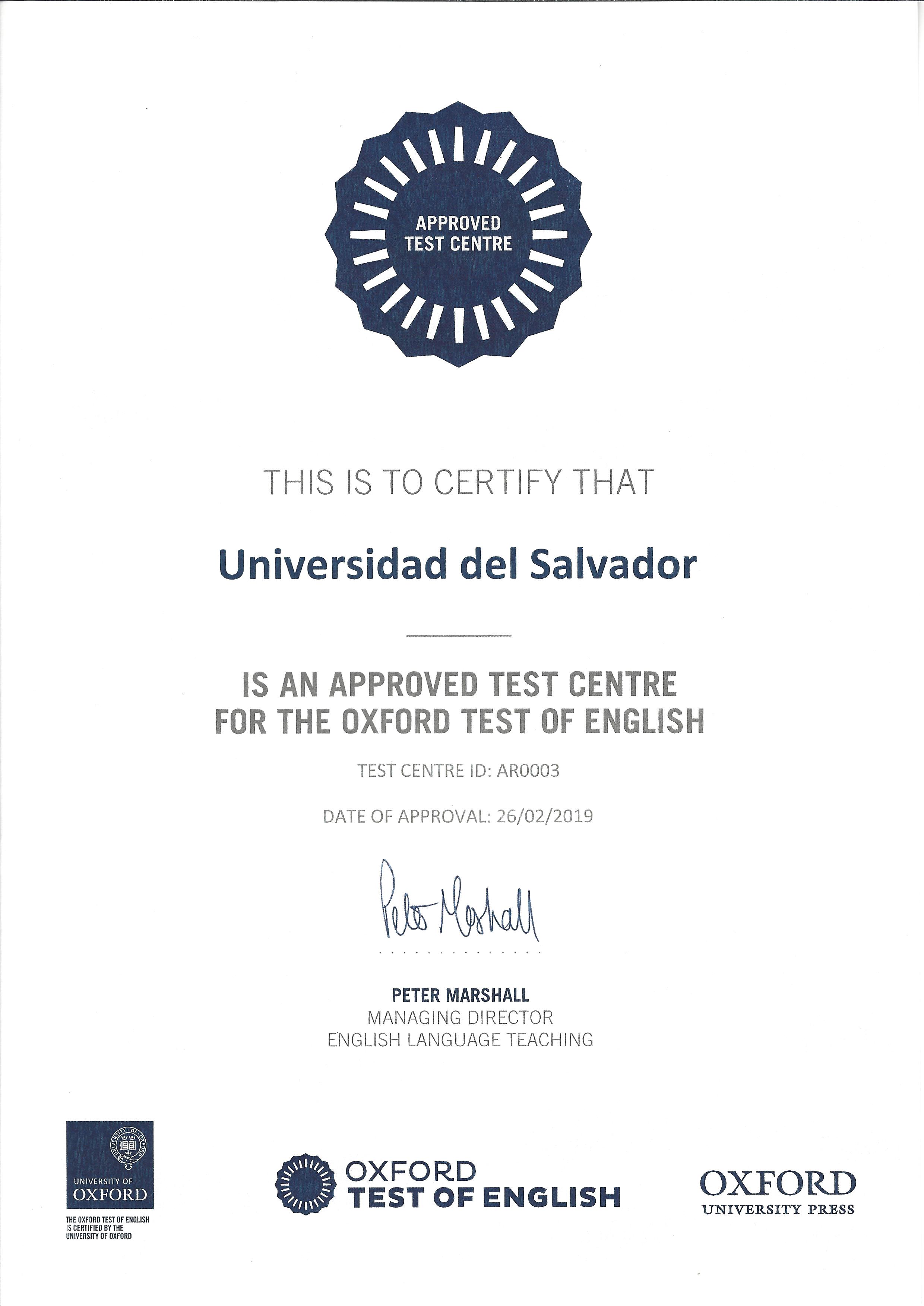  Oxford Test Of English Universidad Del Salvador